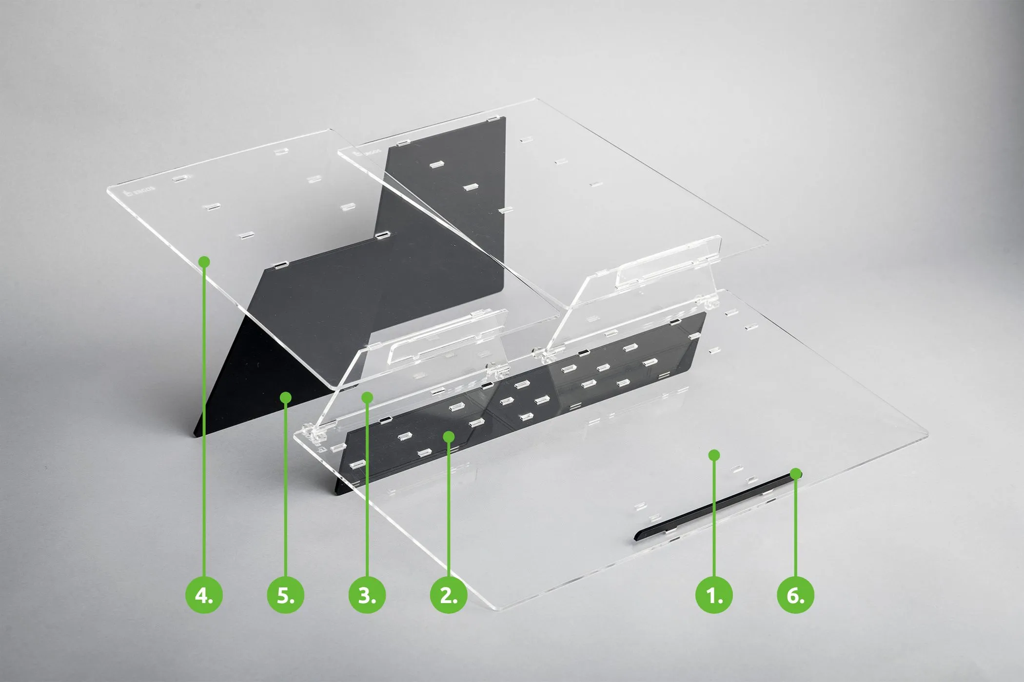 Elitype FLOW 3, modular stand design for keyboard and documents. Made by Ergos.