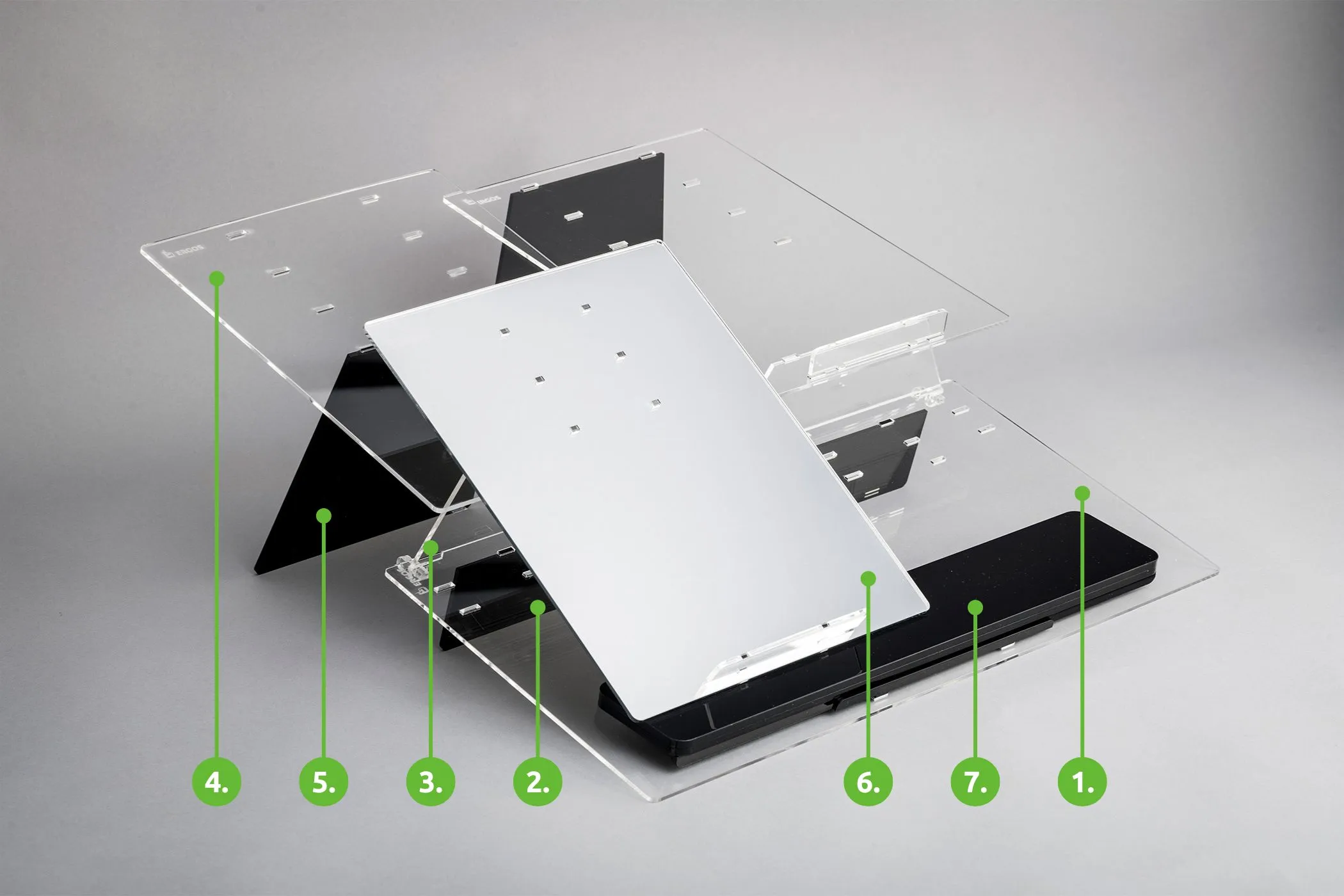 FLOW 4 model by Elitype. Ergonomic solution for keyboard and documents. Designed by Ergos.