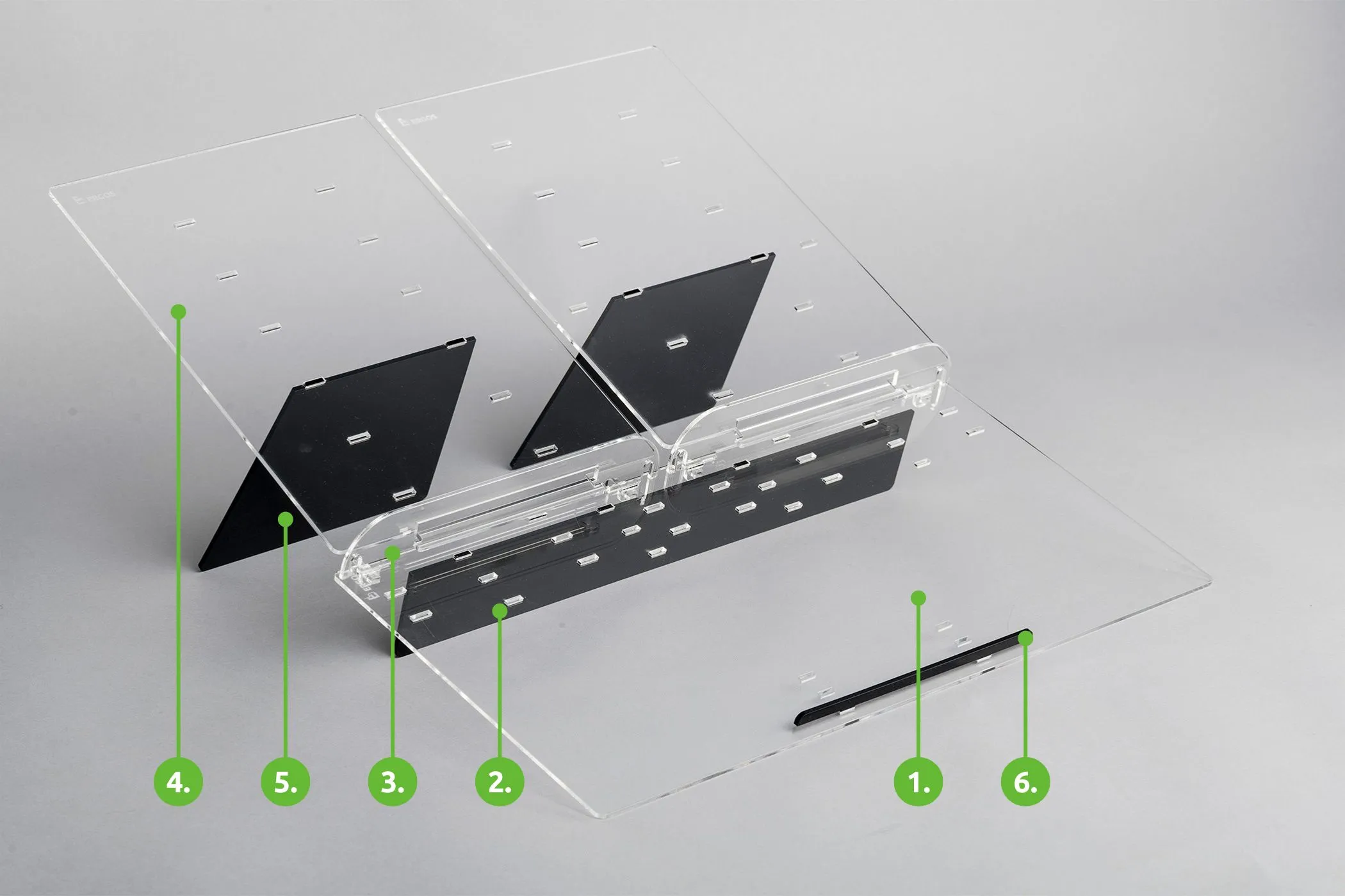 Elitype FLOW 3 ergonomic modular stand with two adjustable document holders and keyboard support.